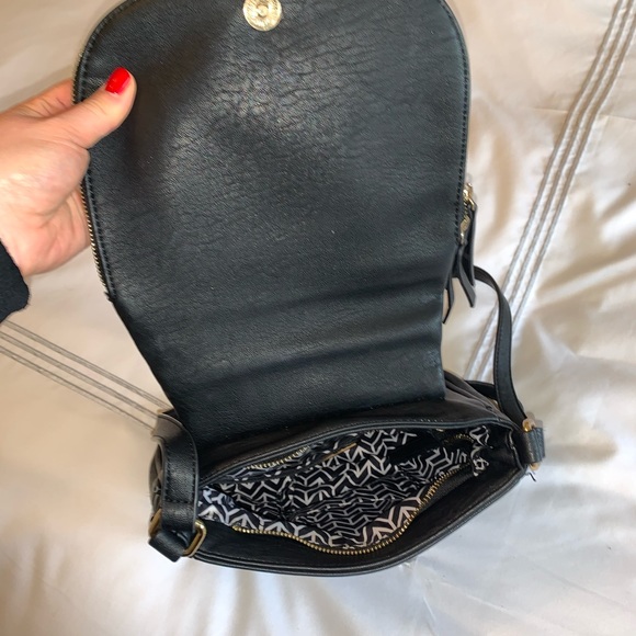 Black Vegan Leather Crossbody Bag - Picture 2 of 3